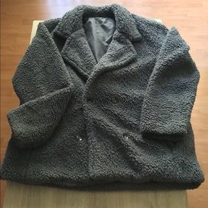COPY - Furry Charcoal Grey Coat